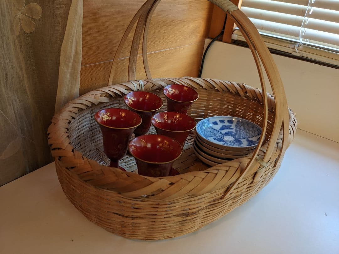 漆　桜の彫の酒器　コブレット　酒器　向付