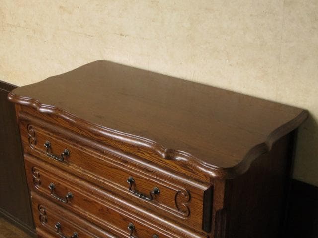 ルーマニア製 オーク材 猫脚 クラシック 6ドロアー 彫刻 チェスト/整理タンス