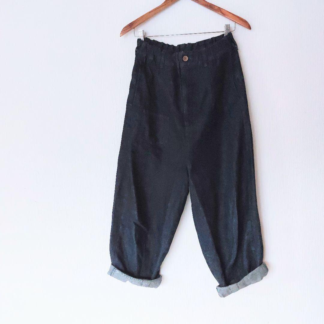 tumugu 　ツムグ　綿麻インディゴデニムワイドパンツ　サルエルパンツ