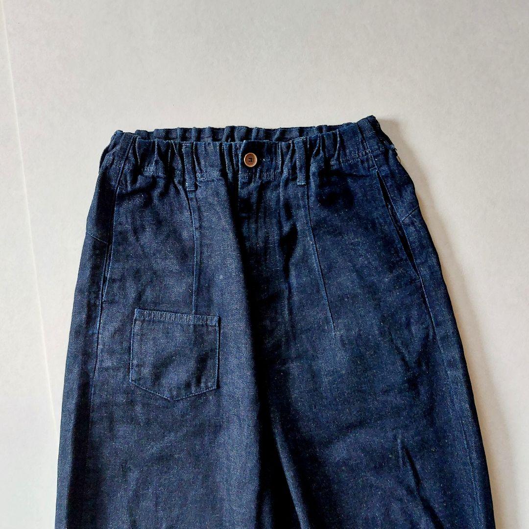 tumugu 　ツムグ　綿麻インディゴデニムワイドパンツ　サルエルパンツ