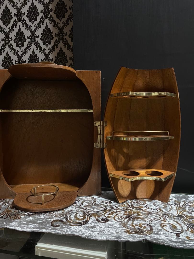 希少☆ヴィンテージ 樽型　扉 観音開きラック☆ブラウンカラー☆店舗什器☆送料込