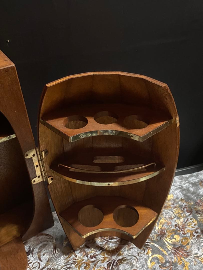 希少☆ヴィンテージ 樽型　扉 観音開きラック☆ブラウンカラー☆店舗什器☆送料込