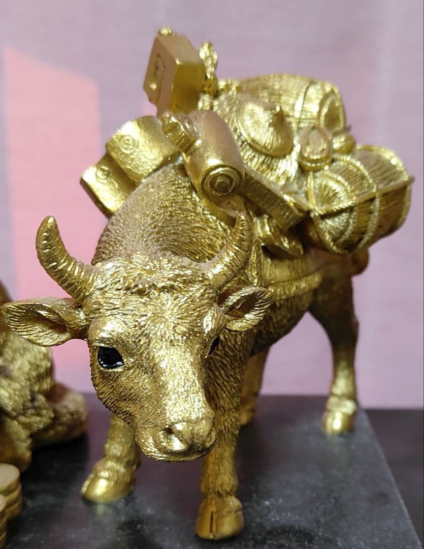 金運アップ！金色動物置物4点セット