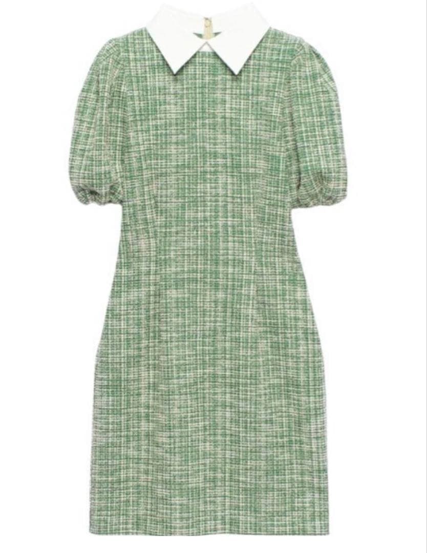 エイミーゴルフ　eimy golf カットツイードワンピース　サイズS　グリーン