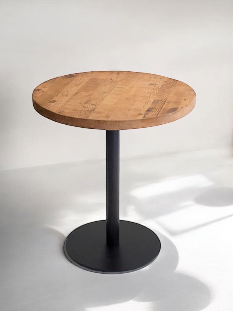 モミ古材 × ブラックスチール 丸テーブル φ70