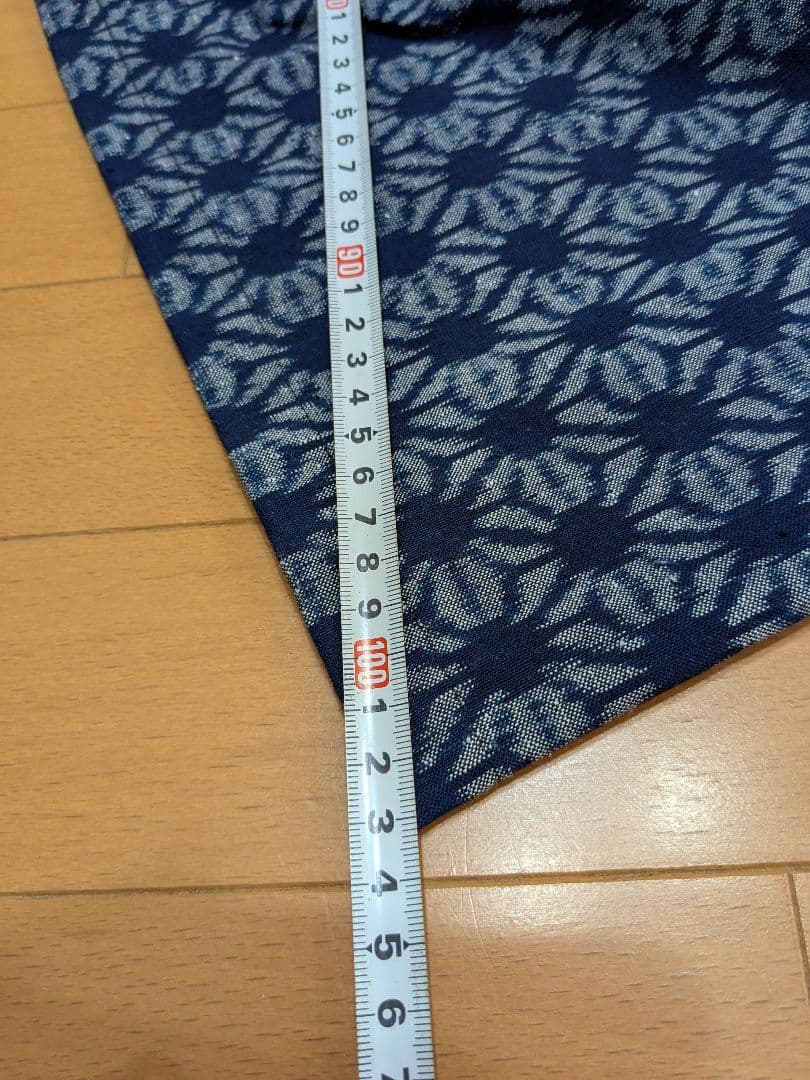 久留米絣　手織り　ネイビー フレアスカート 切り替え　藍暦　AIGOYOMI