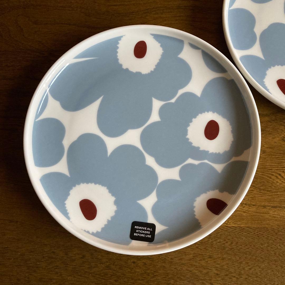 新品★マリメッコ ウニッコ 20cmプレート ブルーグレー 2枚