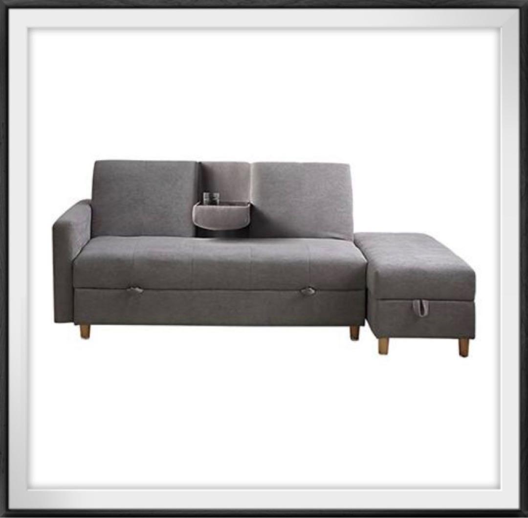 ソファ　ソファセット　リビングソファ　フロアソファ　L字ソファ　収納付き　グレー