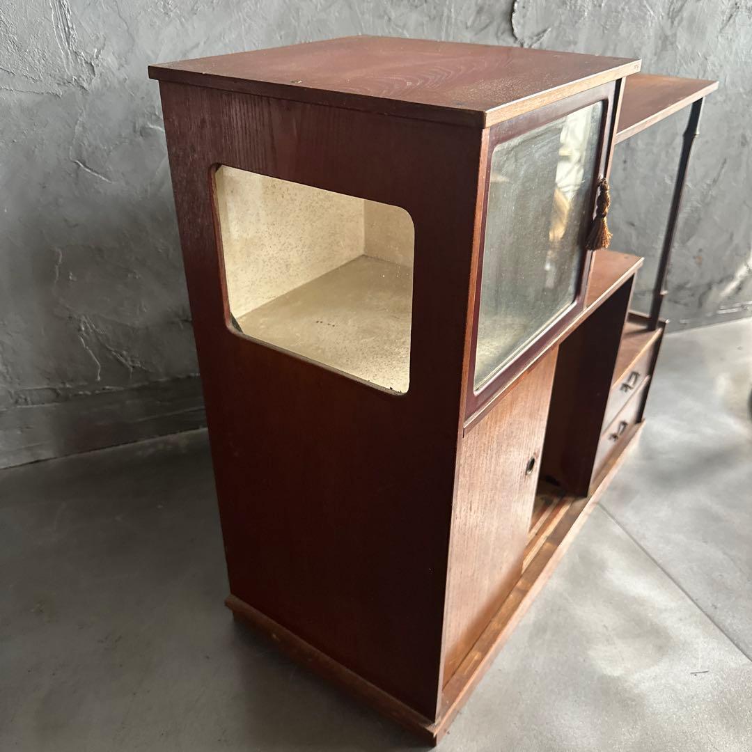 さらに！瞬間お値下げ❣️小さな茶箪笥　古ガラス入っています！ 食器棚などに可愛い