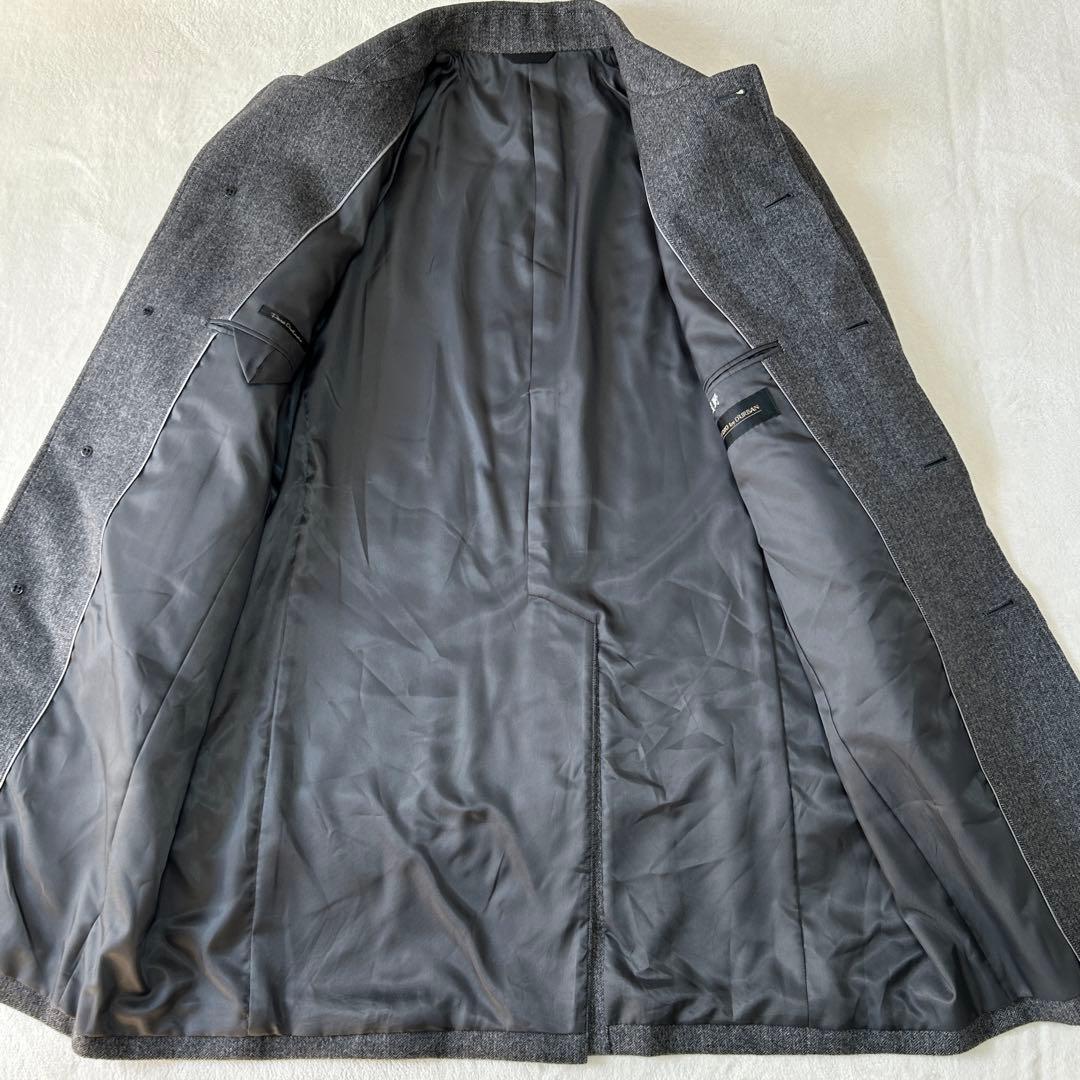 美品 ダーバン ピュアカシミヤ100% ヘリンボーン ステンカラーコートM