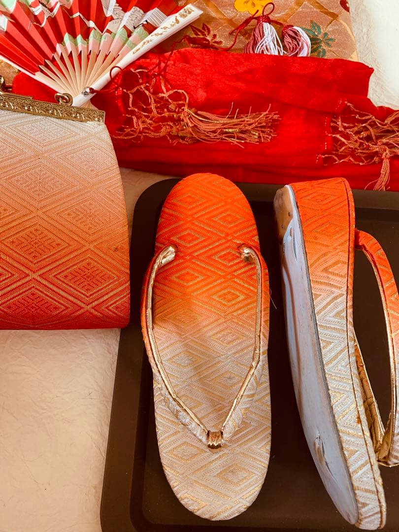 七五三　七歳の女の子のお支度　正絹手縫いのお振り袖フルセット　ハーフ成人式卒業式