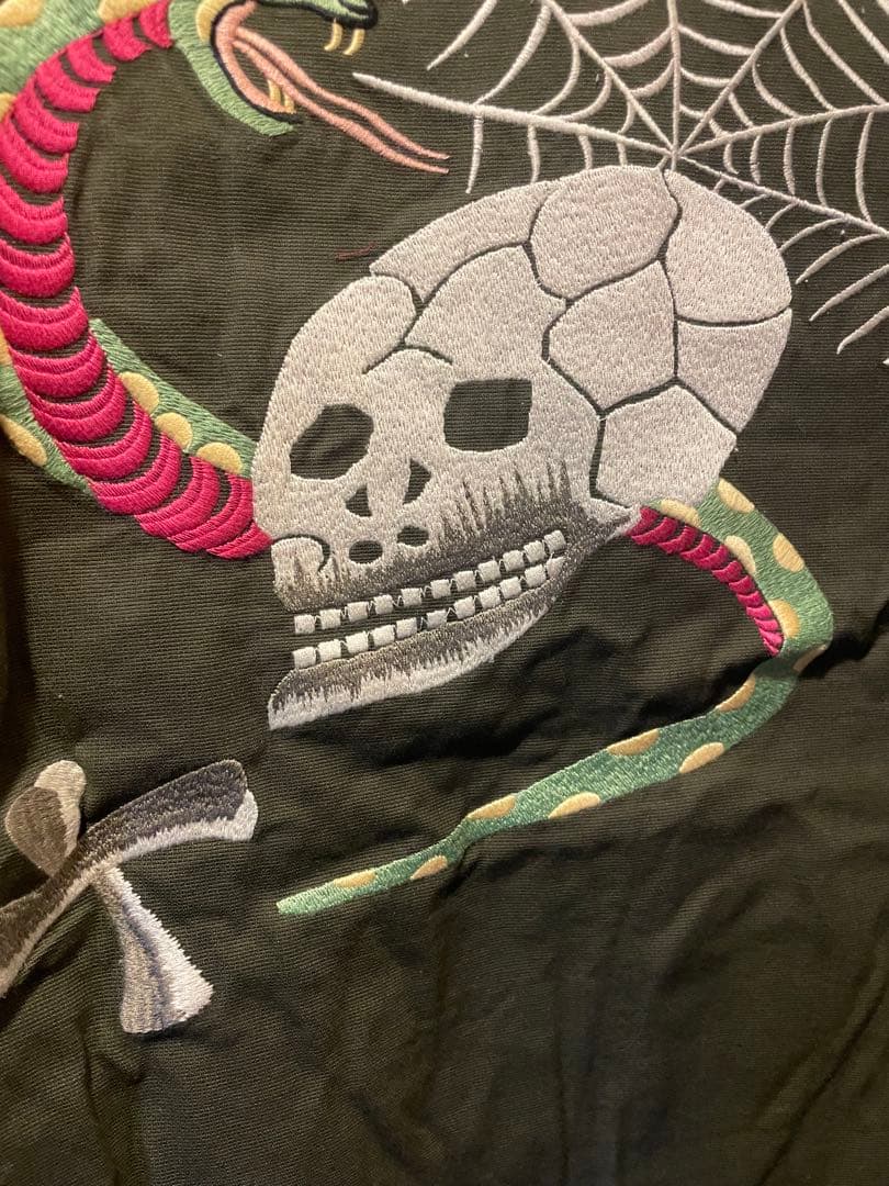 蛇髑髏（スカル＆スネーク）総刺繍 ベトジャン オリーブ