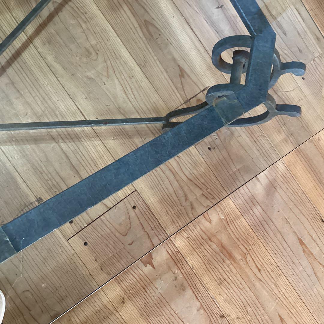 ガラステーブル　長方形　猫足　リビングテーブル　ローテーブル