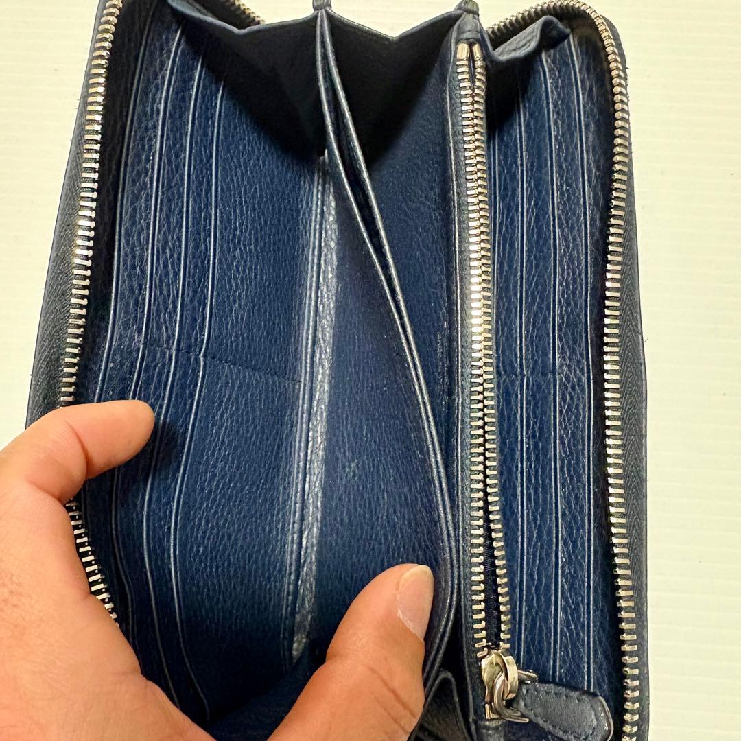 零*様 PRADA ネイビー レザー長財布
