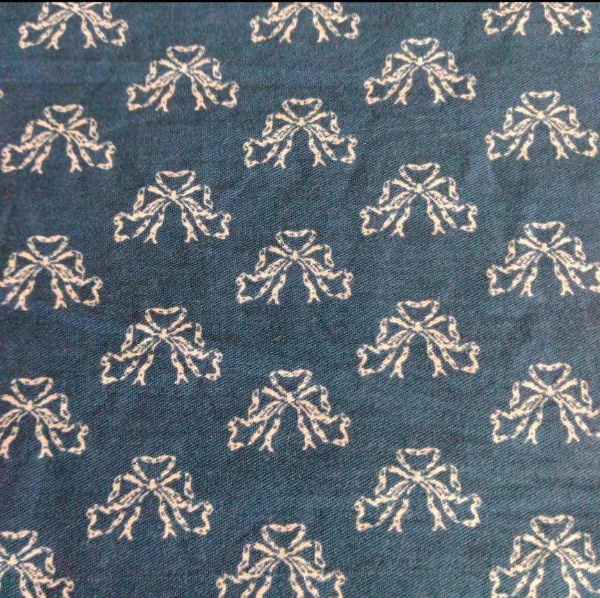 新品★最高級綿100%★ブルー＆ホワイト　レトロリボンシングルサイズ色落ちなし！