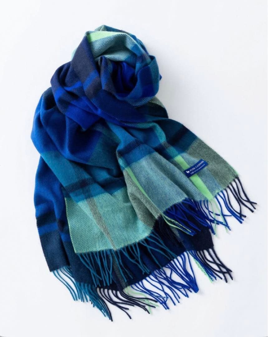 23区　ブルー【VERY掲載】カシミヤ チェック ストール