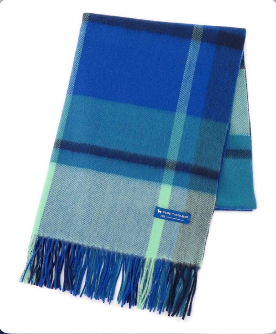 23区　ブルー【VERY掲載】カシミヤ チェック ストール