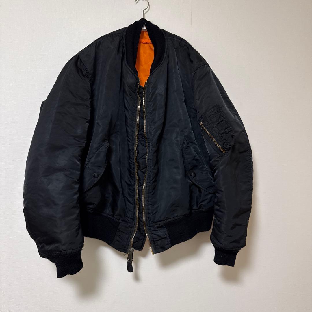 80sUSA製ALPHAアルファMA-1 フライトジャケットXLブラック