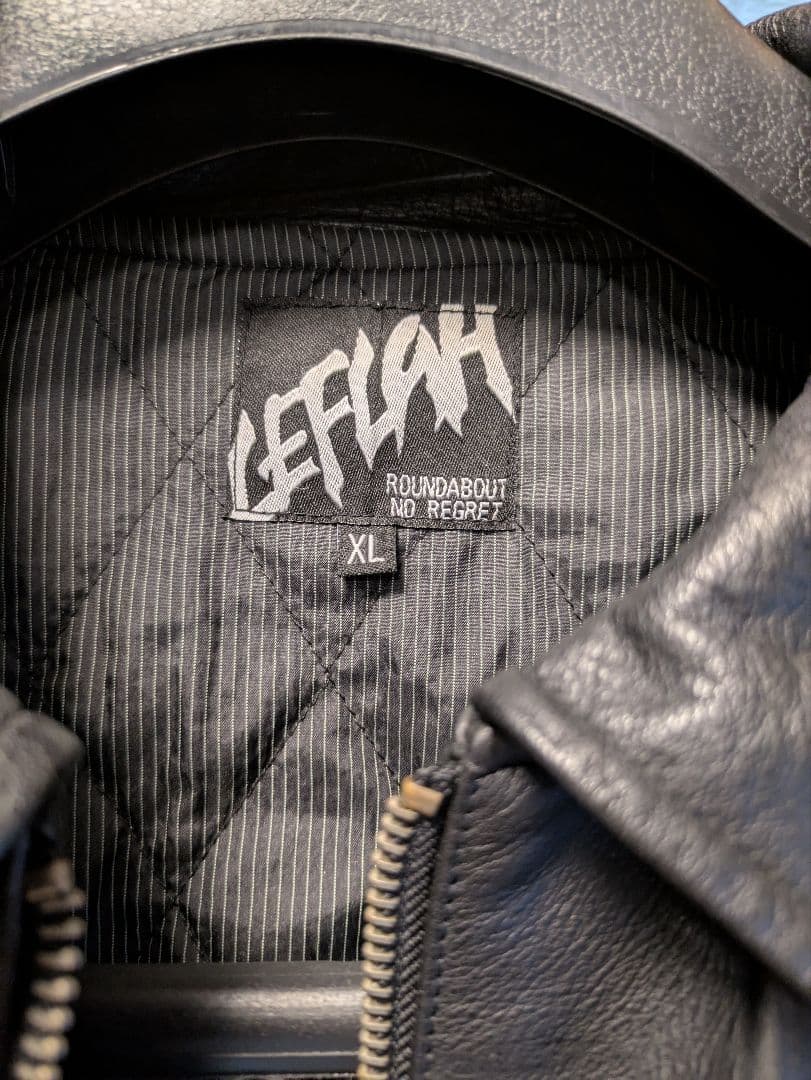 k*u様 LEFLAH レザージャケット ライダース 牛革 ロゴ刺繍 ブラック