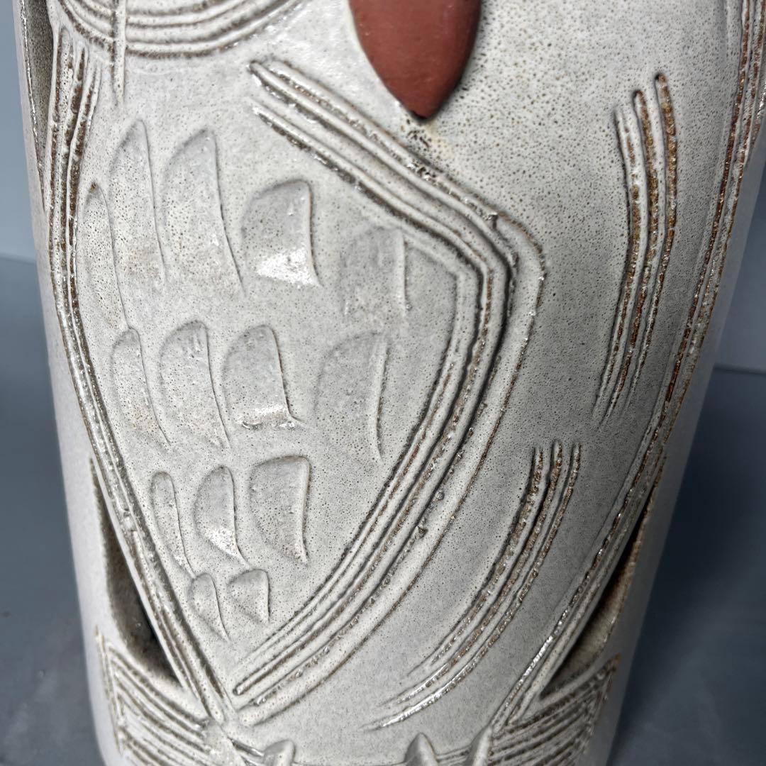 信楽焼傘立て  ふくろう彫 高さ42cm