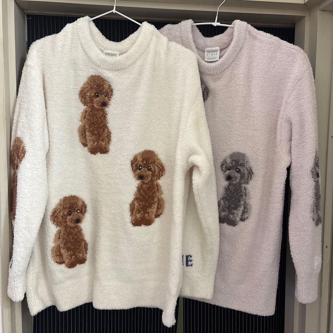ジェラピケプードル刺繍フリースルームウェア2色セット