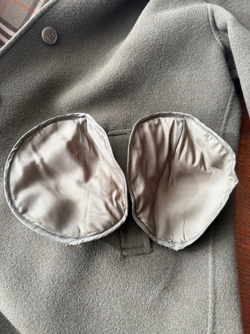 バーバリー　ダブルフェイス　ウールコート　カシミヤ混　フード