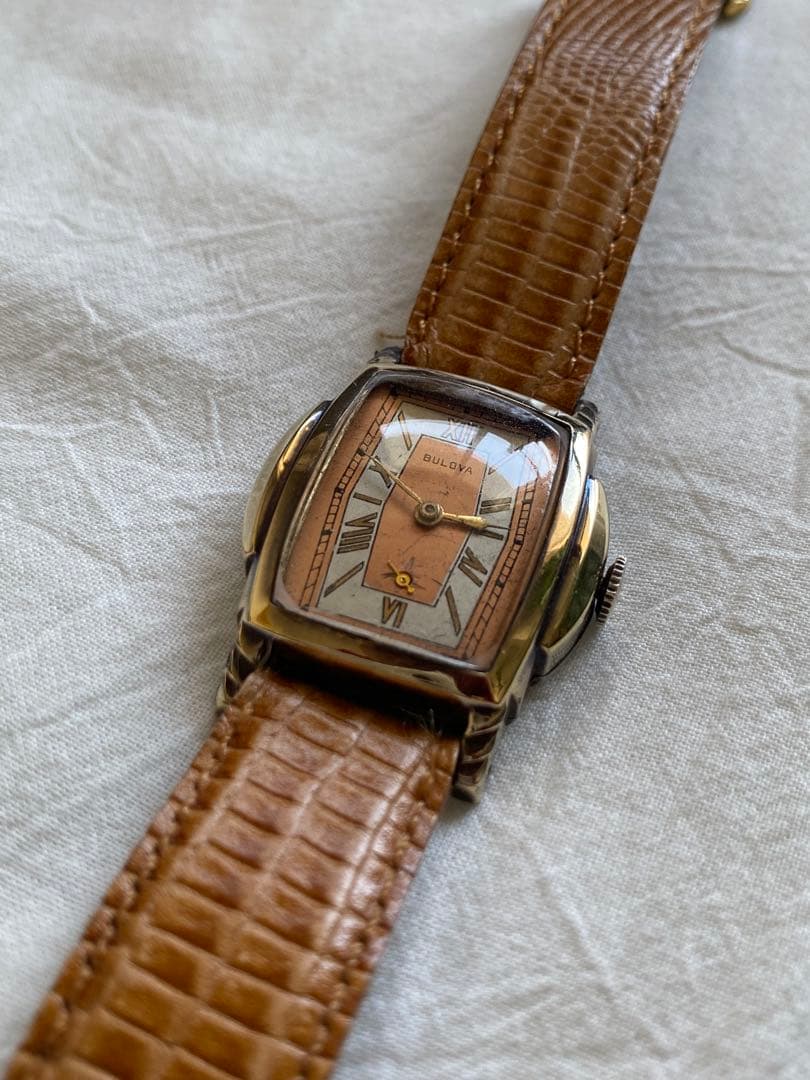 1930年代 BULOVA ツートン アンティーク時計 ビンテージ アールデコ