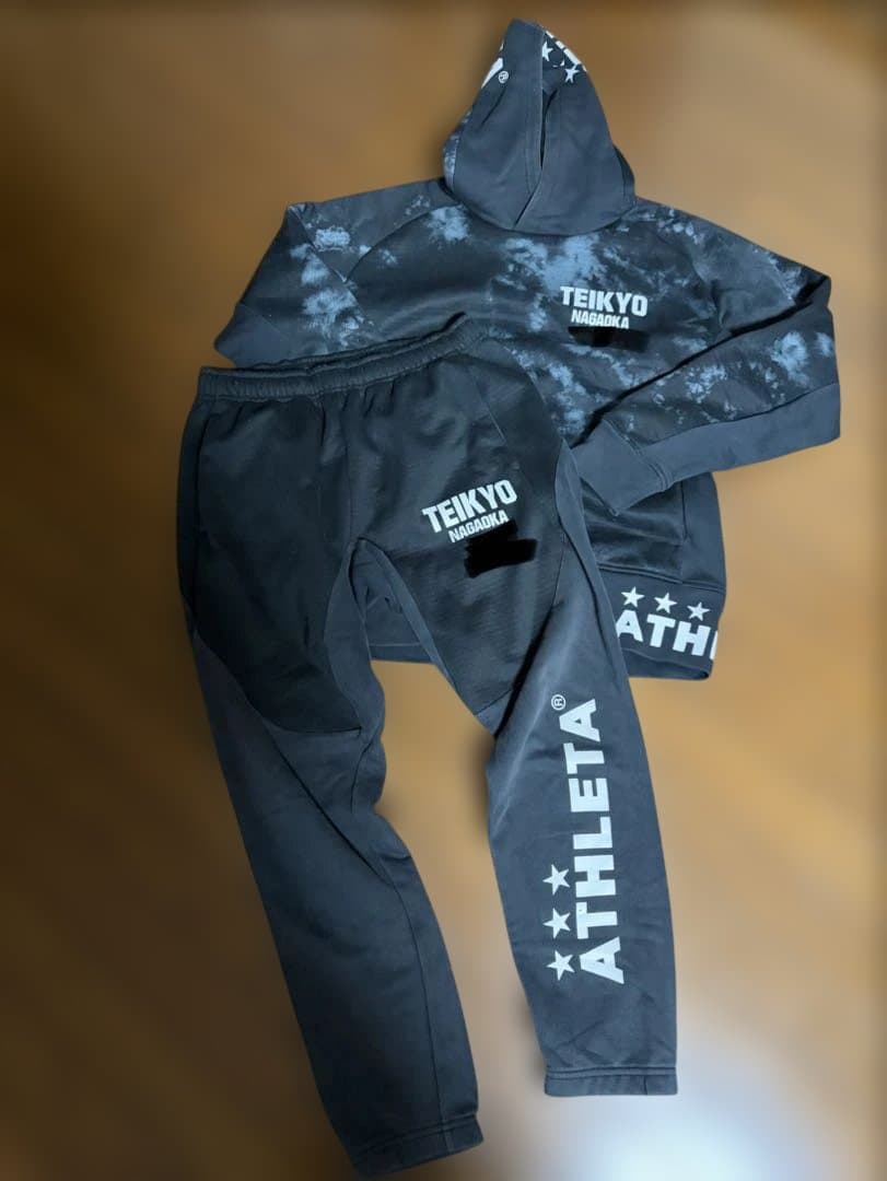 帝京長岡　ATHLETA タイダイ柄 フード付きスエットパーカー上下セット