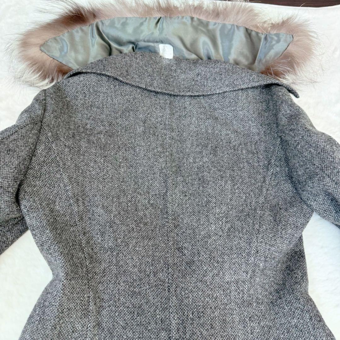 【極美品】マイケルコース　ロングコート　カシミヤ　フォックスファー　グレー　M