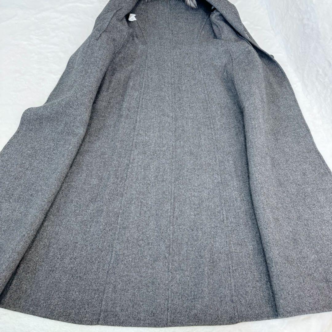 【極美品】マイケルコース　ロングコート　カシミヤ　フォックスファー　グレー　M