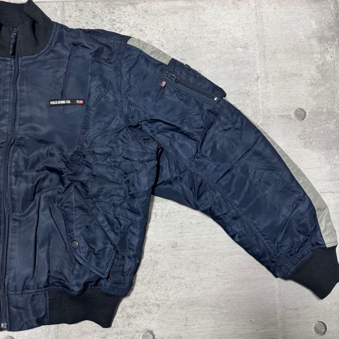 90s POLO JEANS フライトジャケット ネイビー ma-1 アメカジ