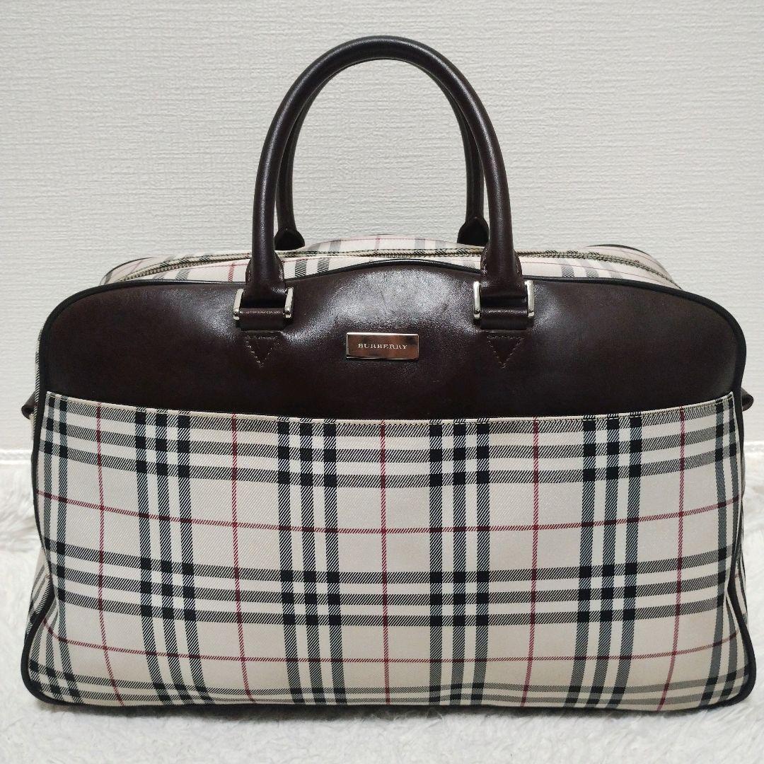 【美品】大容量 Burberry ノバチェック ボストンバッグ　2WAY レザー