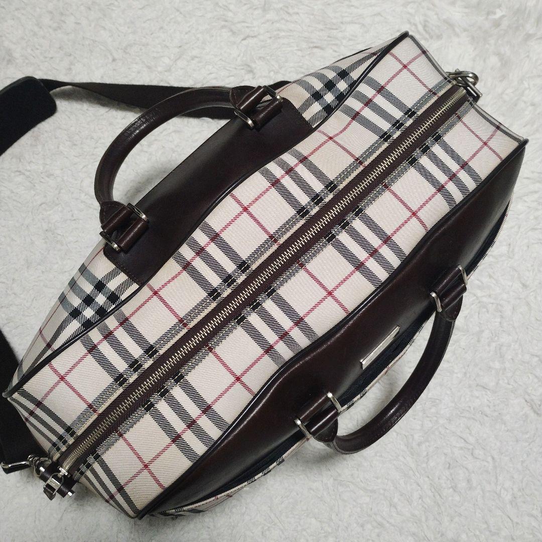 【美品】大容量 Burberry ノバチェック ボストンバッグ　2WAY レザー