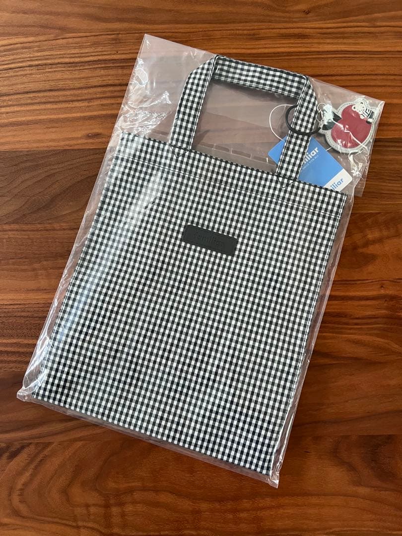 familiar ファミリア バッグ 縦型 ギムガムチェック 黒 ブラック 新品
