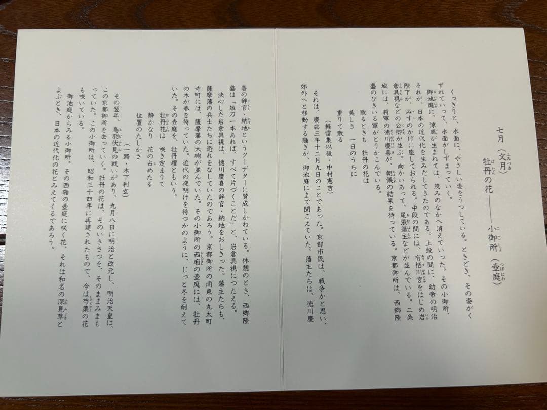 131桑野むつ子 御所の花十二ヶ月 【7月牡丹の花】抹茶椀・和陶皿 しおり付