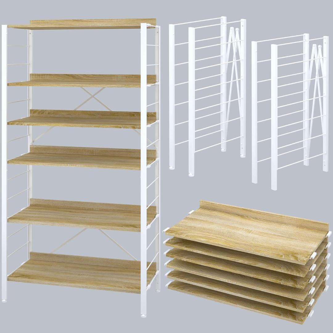 【新品未使用】XINYF ラック 6段 幅85×奥44 【棚板連結で自由自在】