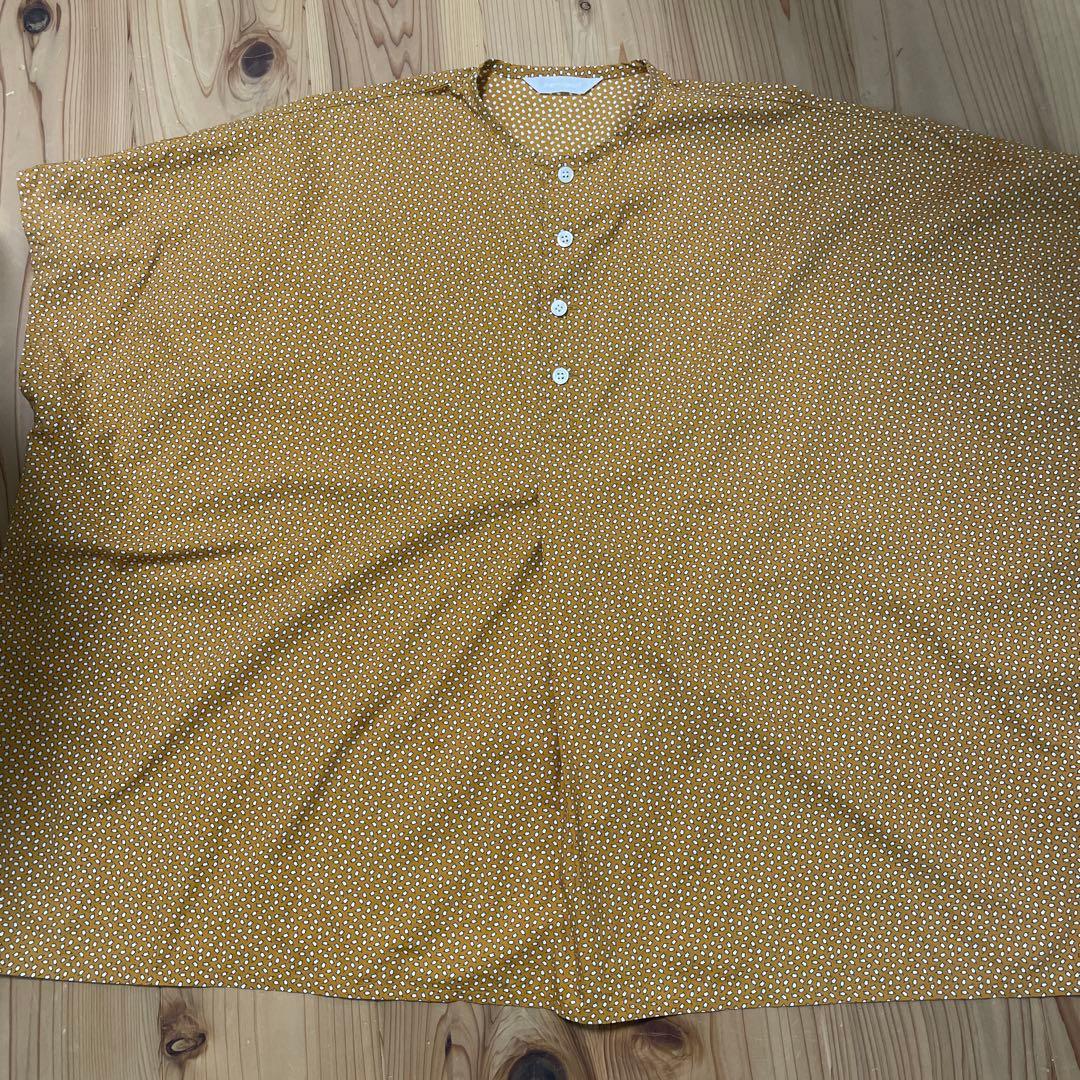 homspunマスタード 柄 半袖シャツ