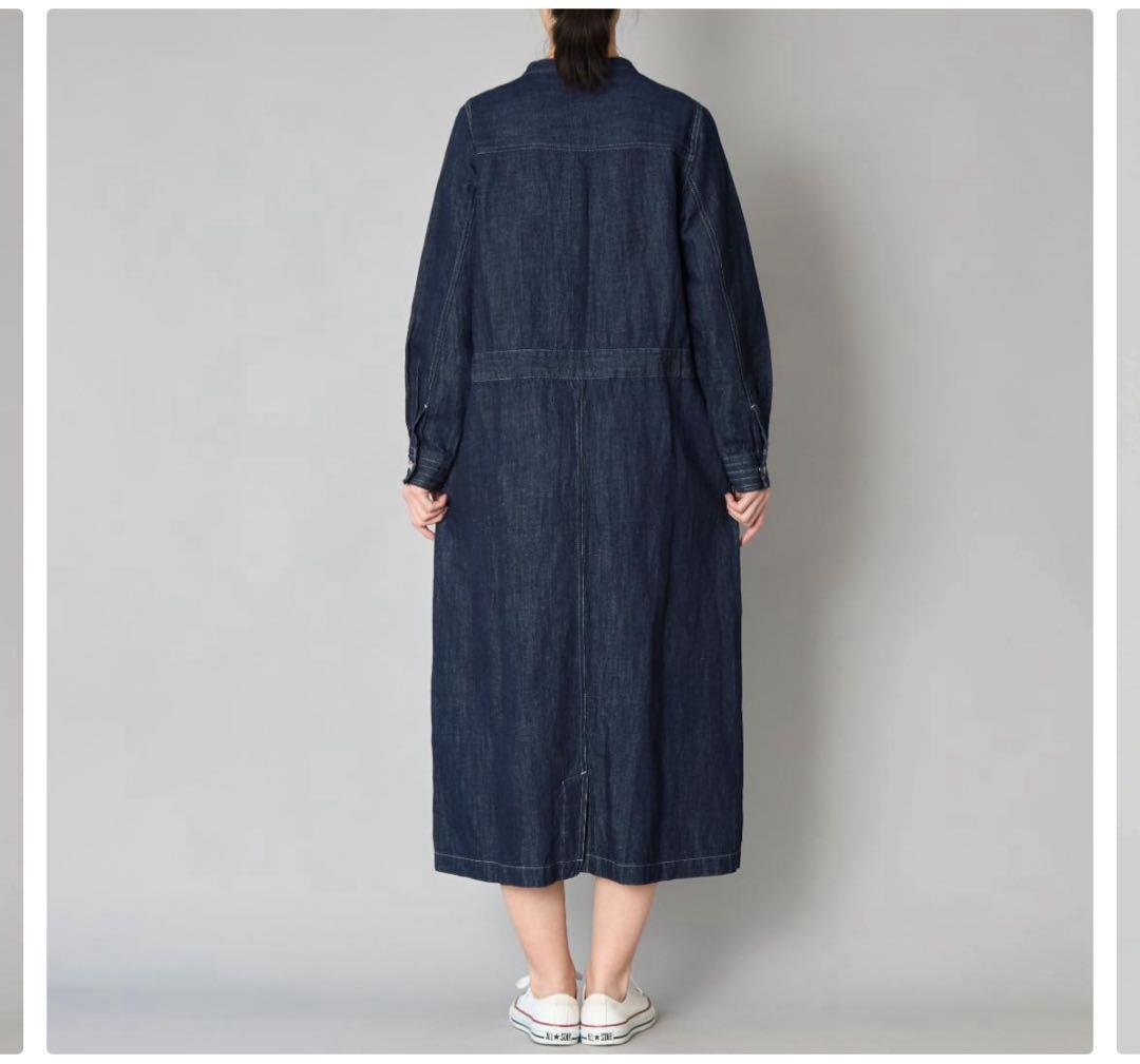 ubasoku リネンコットンデニム ワンピース インディゴ