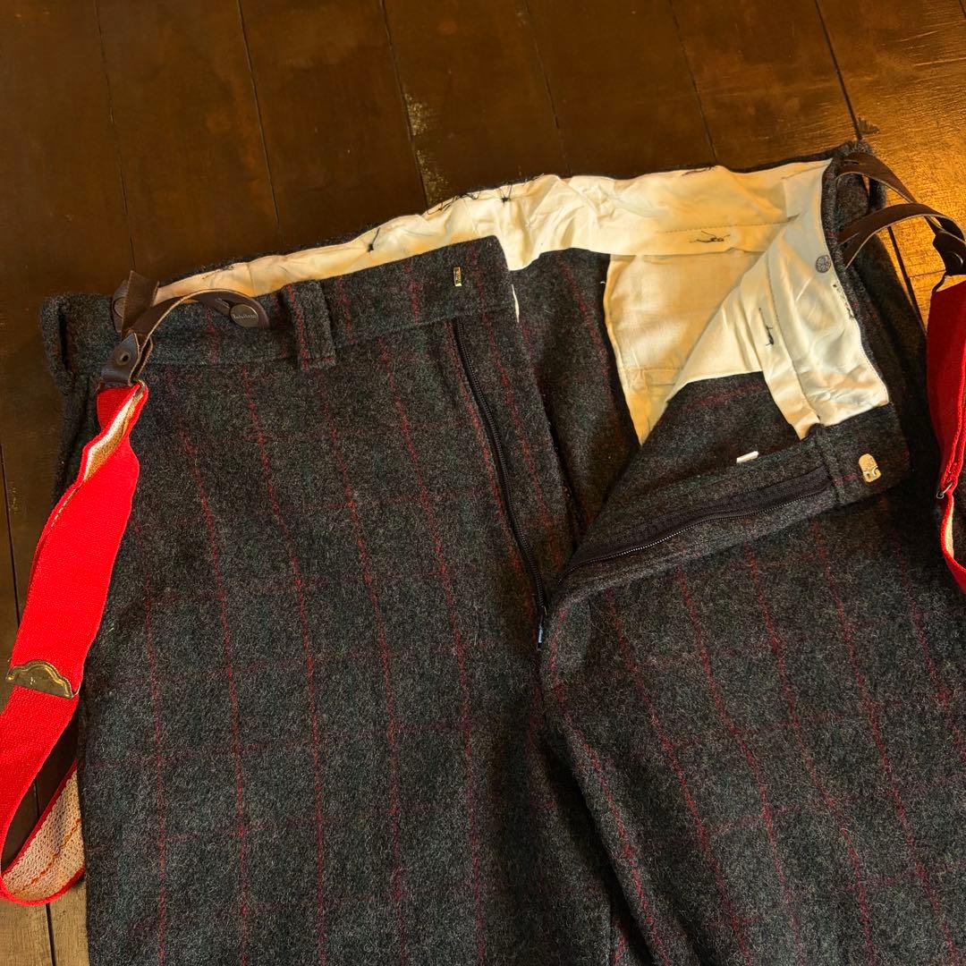 80sUSA製！！【L.L.Bean エルエルビーン】ウールサスペンダーパンツ
