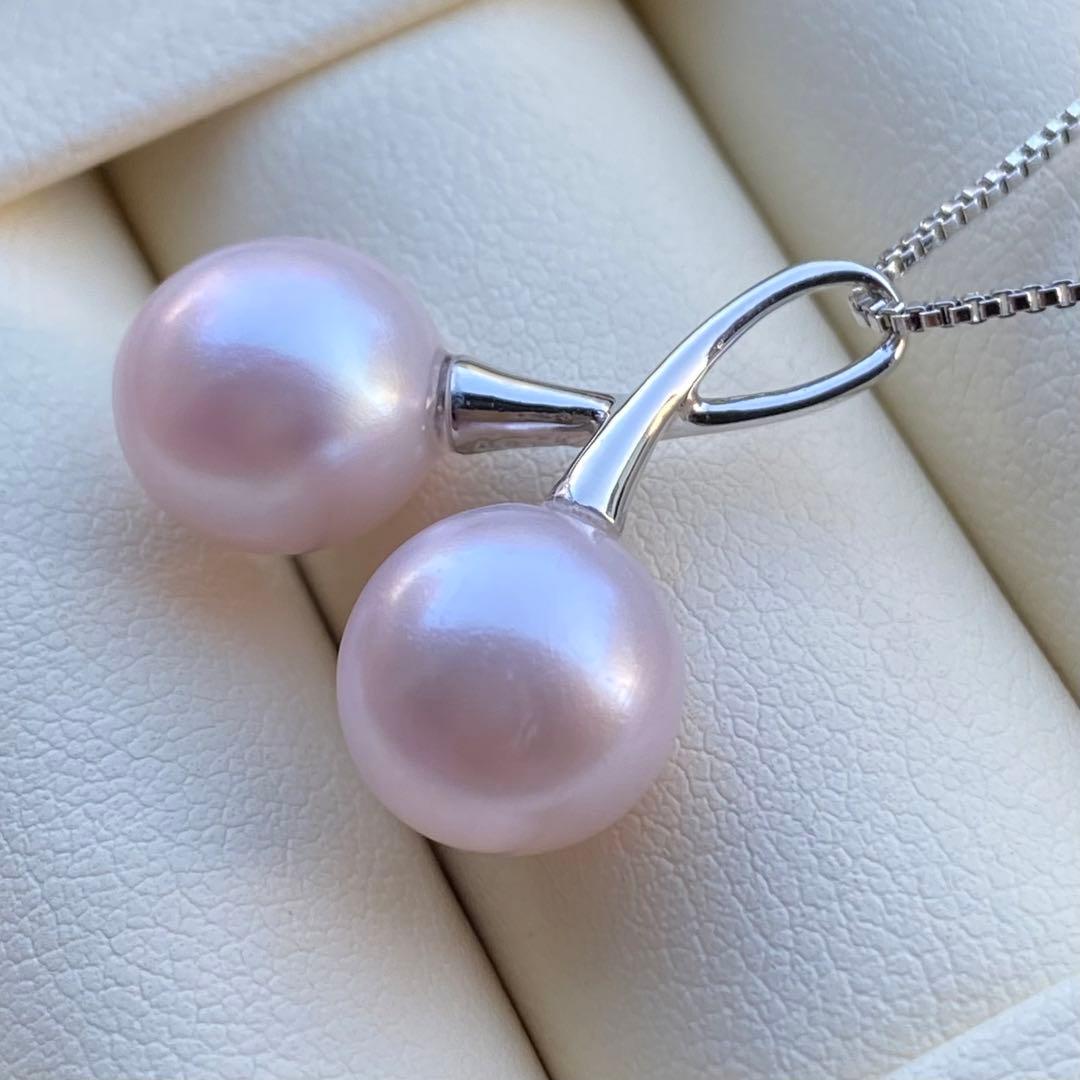 本真珠　淡水無核パールネックレストップ　天然希少カラー紫ピンク　PT721