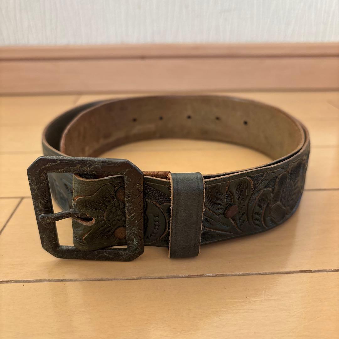 Pohan Cheng　ダブルアールエル 藍染カービングベルト