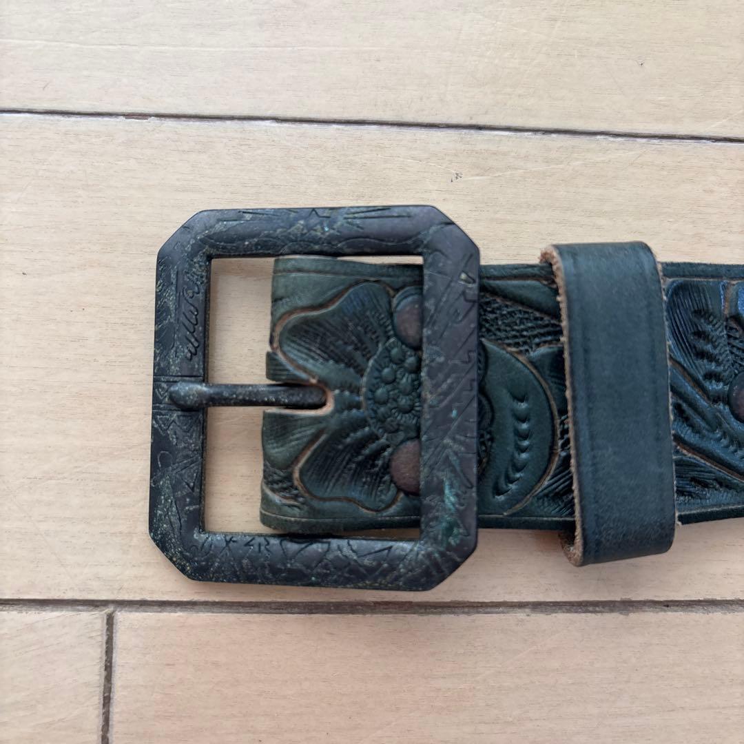 Pohan Cheng　ダブルアールエル 藍染カービングベルト