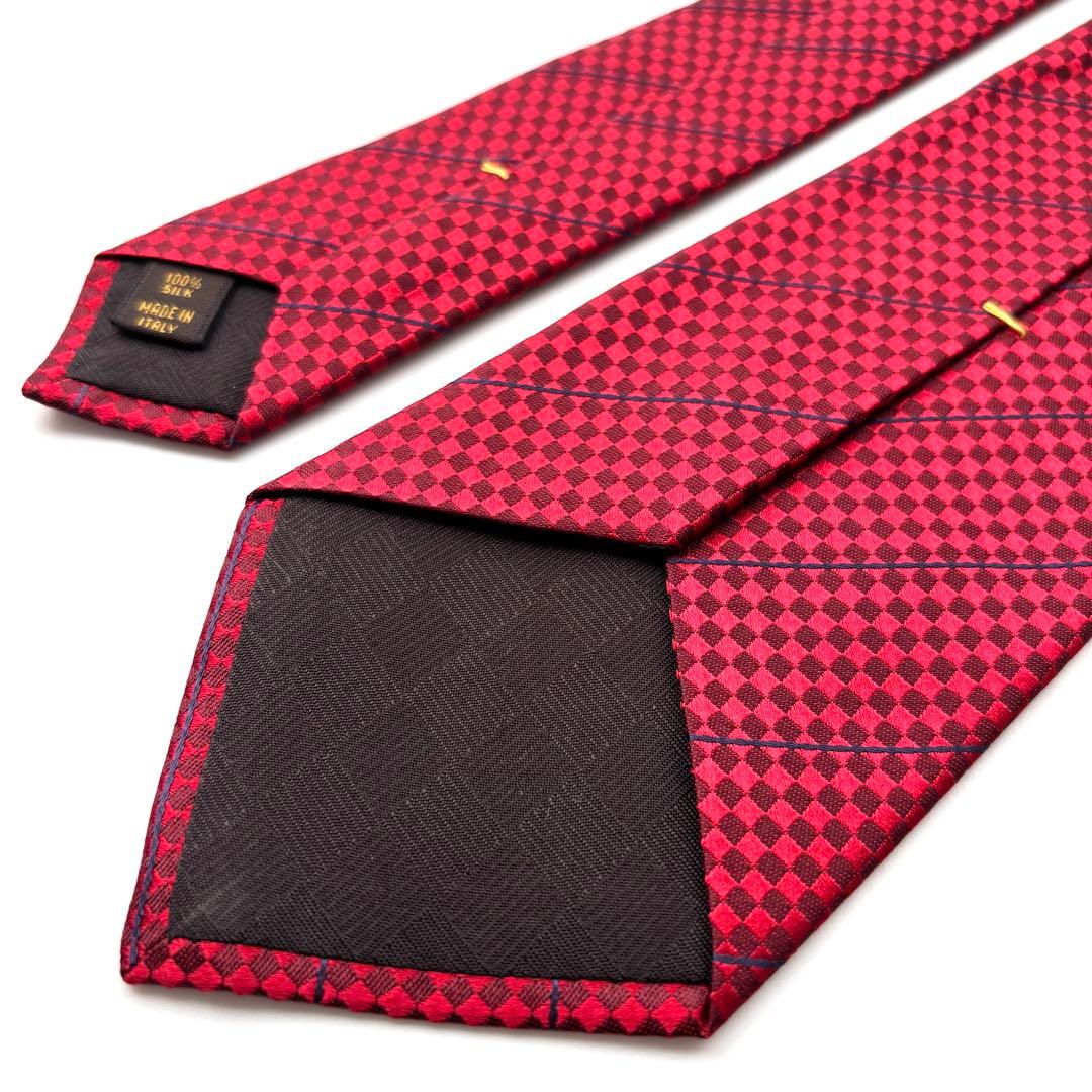 ꧁新品未使用꧂ ルイヴィトン ネクタイ マイクロダミエ LV ストライプ レッド
