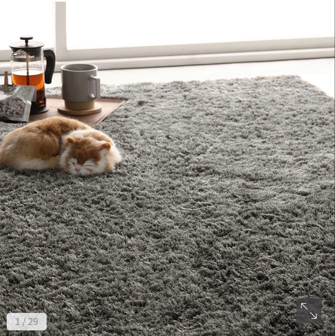 RASIK(ラシク) 洗えるシャギーラグ 約185×185cm(2畳) グレー