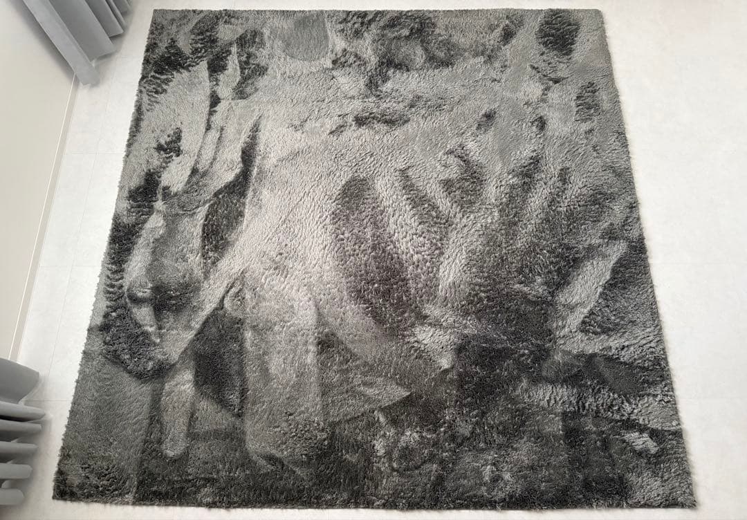 RASIK(ラシク) 洗えるシャギーラグ 約185×185cm(2畳) グレー