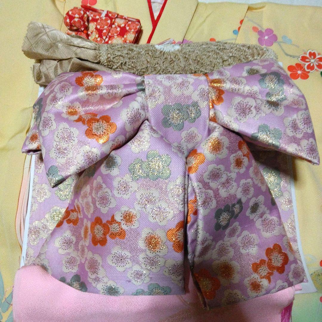 正絹京友禅☆箔散らし＋金駒刺繡☆八重紅枝垂れ桜や鴛鴦雅やかな7歳七五三向け祝い着