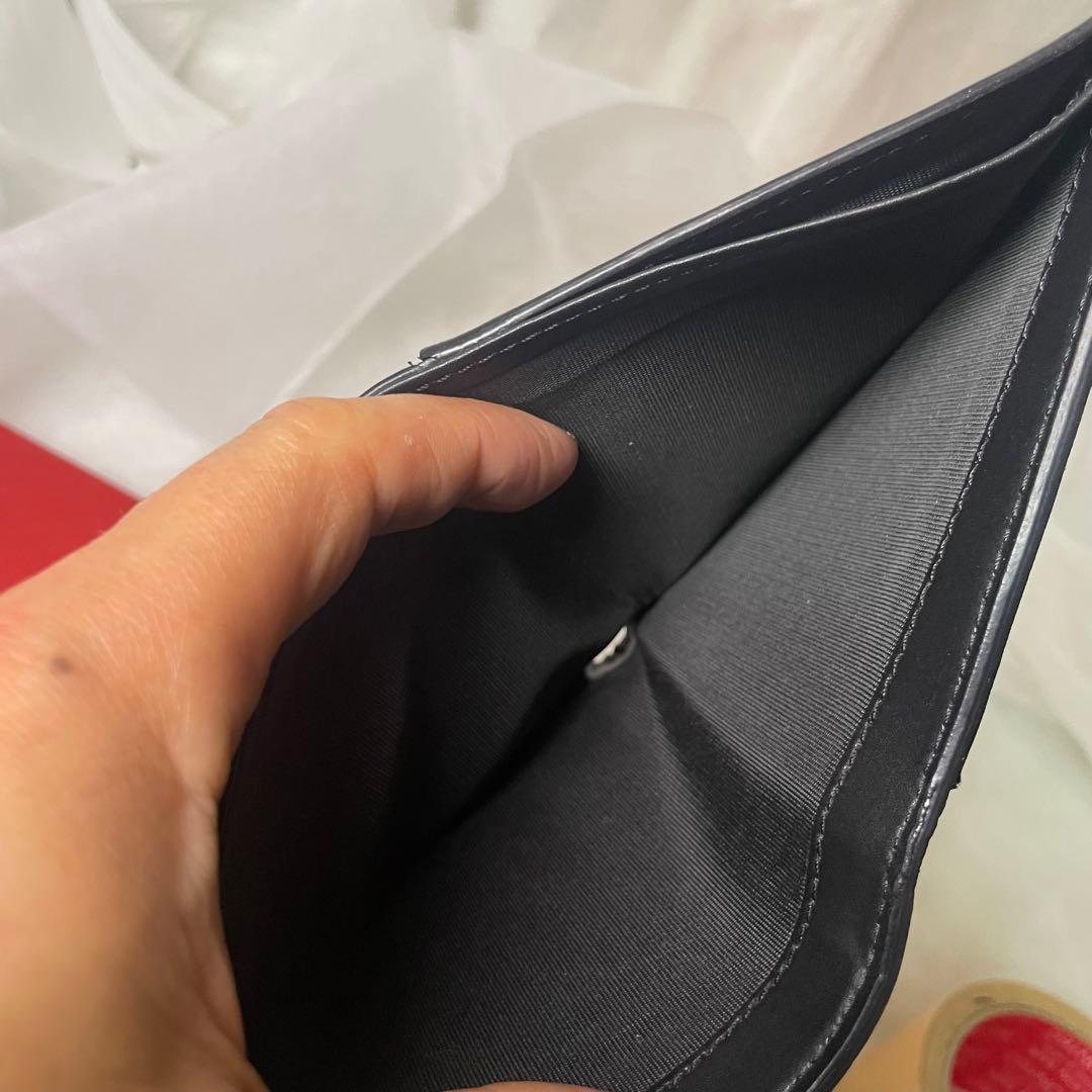 【極美品】VALENTINO バレンチノ VLTN レザー 二つ折り財布 黒