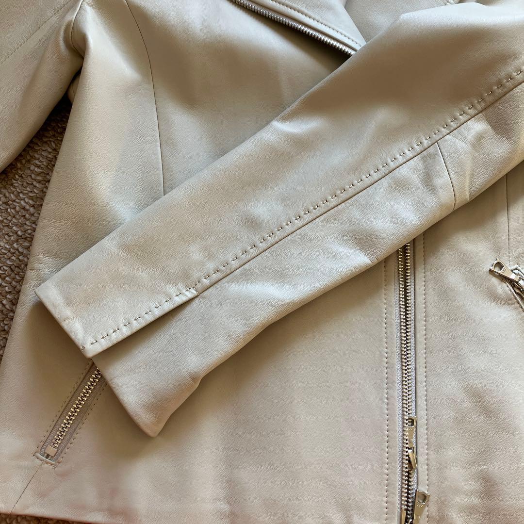 DAMA collection ライダースジャケット ライトベージュ　羊革