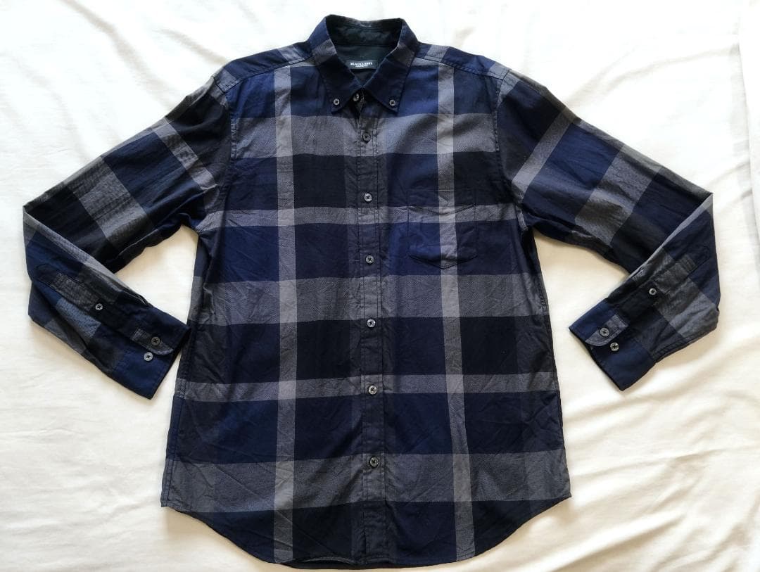 美品　ブラックレーベル クレストブリッジ　好配色　ボタンダウンシャツ　紺　L