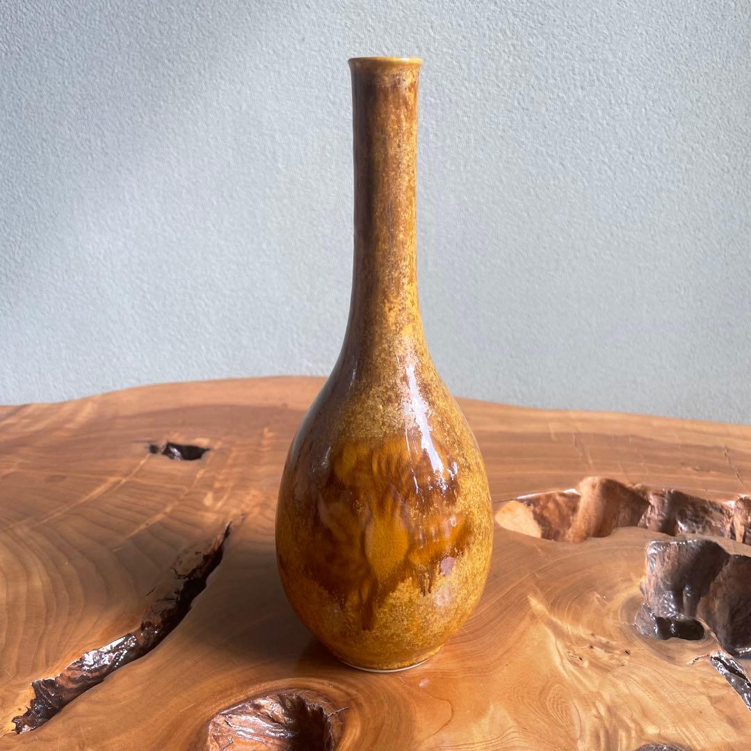 人間国宝　徳田八十吉作　九谷焼　花瓶　共箱　花器